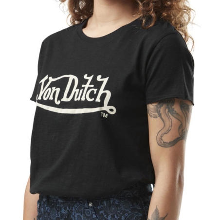 T-shirt Noir Femme Von Dutch Slub