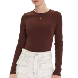 T-Shirt Manches Longues Marron Femme Tommy Hilfiger Essentials