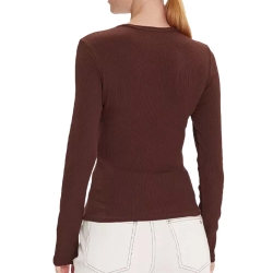 T-Shirt Manches Longues Marron Femme Tommy Hilfiger Essentials