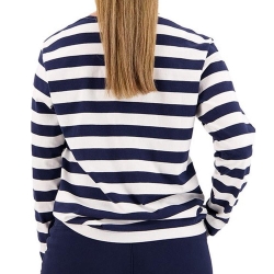 T-shirt Manches Longues Blanc/Marine Femme Dockers Boatneck