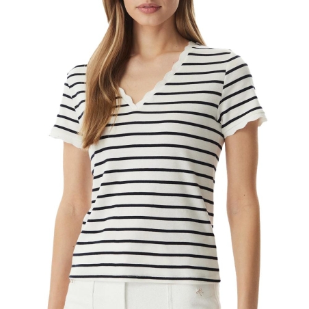 T-shirt Rayures Ecru/Marine Femme Morgan Diego