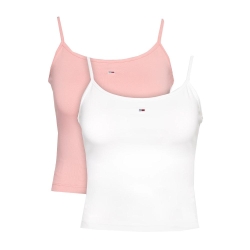 x 2 Débardeurs Blanc/Rose Femme Tommy Hilfiger Essential