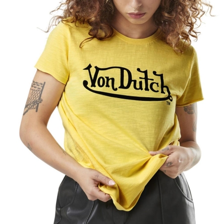 T-shirt Jaune Femme Von Dutch Slub
