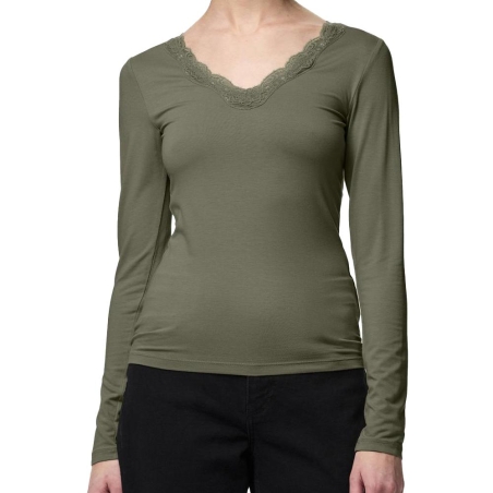T-Shirt Kaki Femme Pieces Pcbarbera