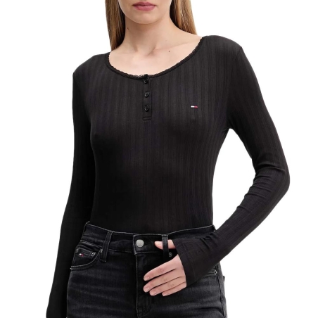 T-Shirt Manches Longues Noir Femme Tommy Hilfiger DW0DW21575