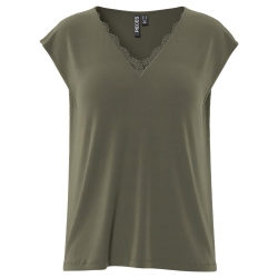 T-Shirt Kaki Femme Pieces Kamala