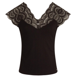 T-Shirt Noir Femme Morgan Dentelle