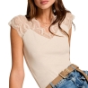 T-Shirt Beige Femme Morgan Dentelle