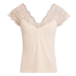 T-Shirt Beige Femme Morgan Dentelle