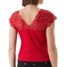 T-Shirt Rouge Femme Morgan Dentelle