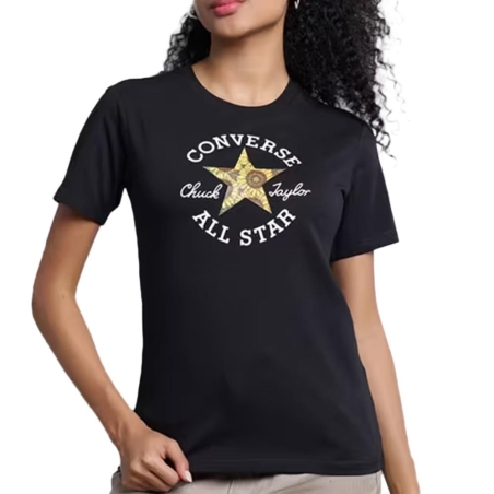 T-shirt Noir Femme Converse Florals
