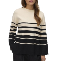 Pull Beige/Noir à rayures Femme Vero Moda Saba