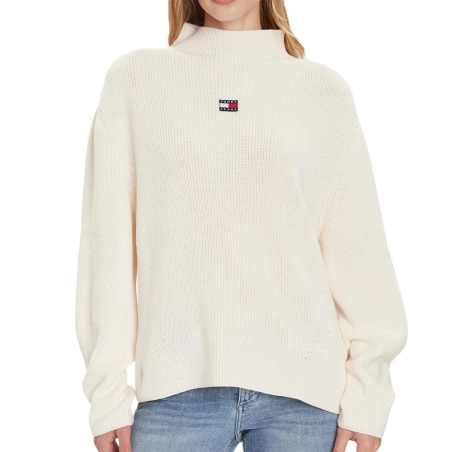 Pull Blanc Femme Tommy Hilfiger Tjw Mockneck Badge S