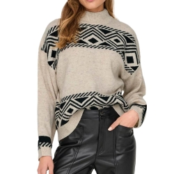 Pull Beige/Noir Femme Only Victoria