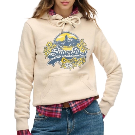 Sweat Beige Femme Superdry Floral Hood