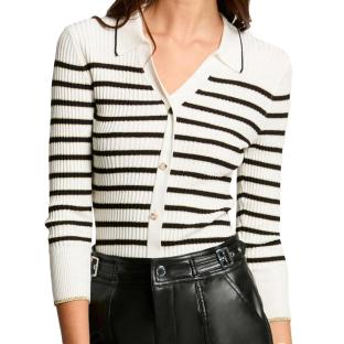 Gilet Rayures Ecru/Noir Femme Morgan MAEL
