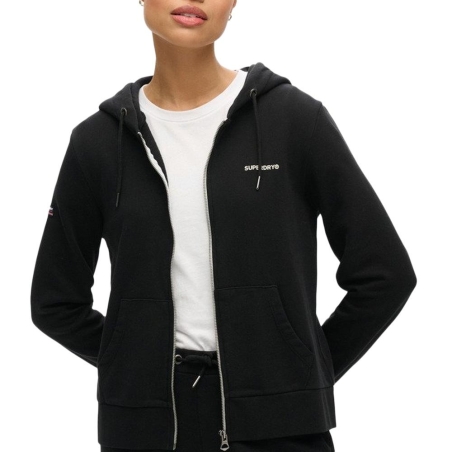 Sweat Zippée Noir Femme Superdry Plain Zip Hood