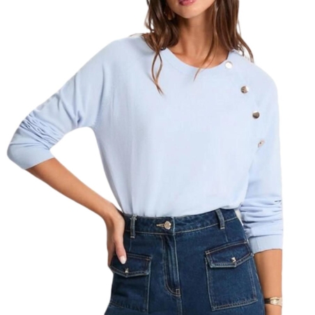 Pull Bleu Femme Morgan Boutons