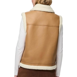 Veste Bombardier Sans Manches Camel Femme Pieces Janelle Teddy