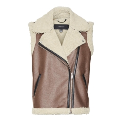 Veste Sans Manches Camel/Écru Femme Vero Moda Waistcoat