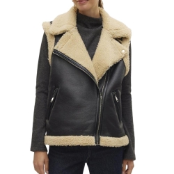 Veste Sans Manches Noir/Écru Femme Vero Moda Waistcoat