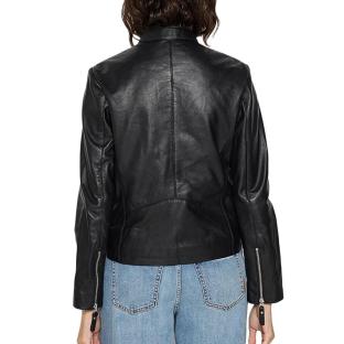 Veste en Cuir Noir Femme Schott Lola