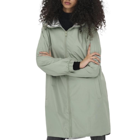 Coupe vent à capuche réversible Vert/Argent Femme Only Fry
