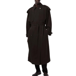 Trench-coat long Marron unisexe Lacoste Runway Wooll