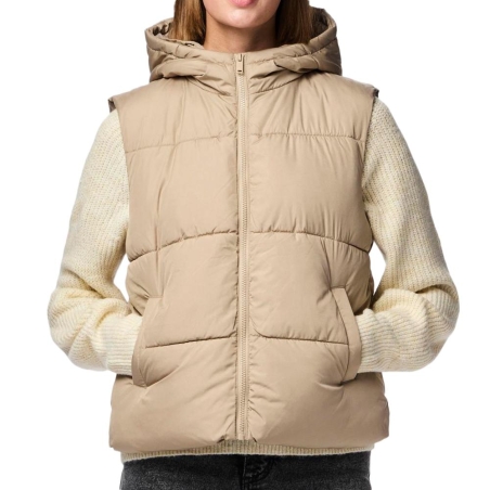 Doudoune sans manches Beige Femme Pieces New Short