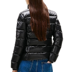 Doudoune Noir Brillant Femme Tommy Jeans slim zip Print