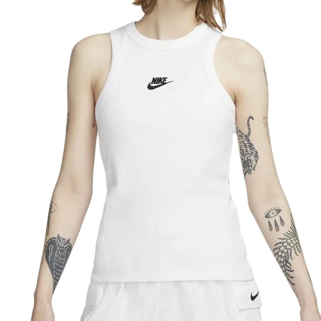 Débardeur Blanc Femme Nike Nsw Rib