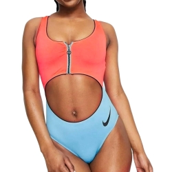Maillot de bain 1 pièce Rose/Bleu Femme Nike Cutout