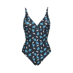Maillot de bain 1 pièce Noir/Bleu Femme Arena Allover