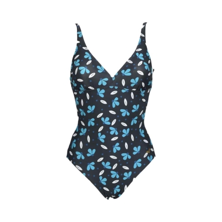 Maillot de bain 1 pièce Noir/Bleu Femme Arena Allover