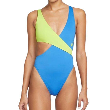Maillot de bain 1 piece Bleu/Vert Femme Nike Crossover