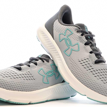Chaussures de Running Grise/Turquoise Femme Under Armour Charged Pursuit