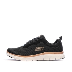 Chaussures de Sport Noir/Or-Rose Femme Skechers Flex Appeal