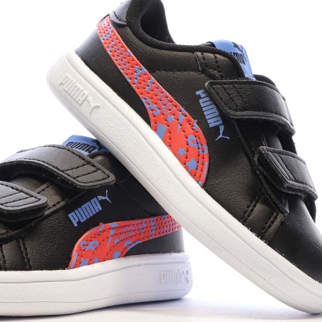 Baskets Noires/Rouges Garçon Puma Smash 3.0