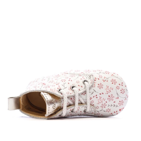 Chaussons Blanc à Fleurs Fille Aster Layas
