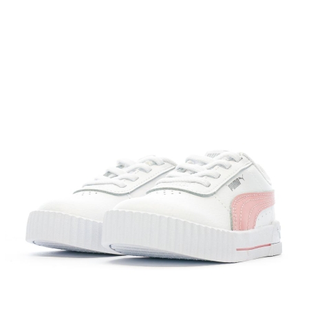 Baskets Blanche/Rose Fille Puma Inf Carina