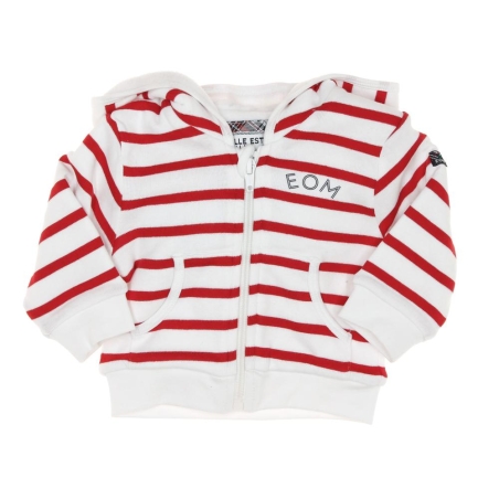 Sweat Zippé Rouge/Blanc Rayure Garçon EOM Bananova