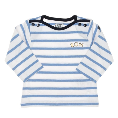 T-Shirt Blanc/Bleu Garçon EOM Eloris Raye