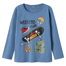 T-Shirt Manches Longues Bleu Garçon Name it Plasse