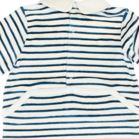 Pyjamas Rayures Blanc/Bleu Garçon Elle est ou la mer Jama