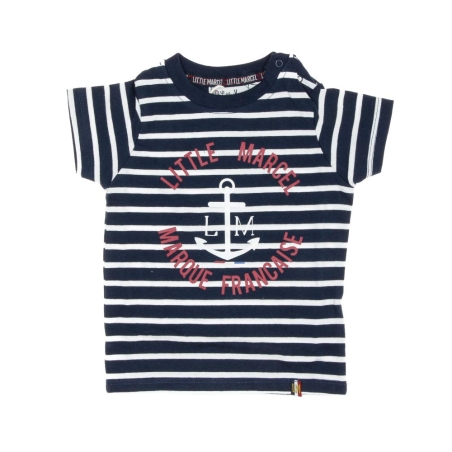 T-shirt Blanc/Marine Garçon Little Marcel LMEV0020