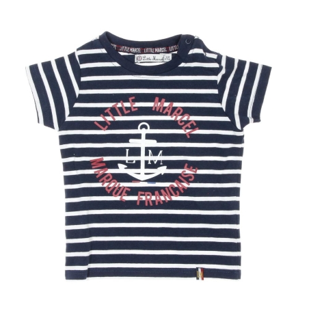 T-shirt Blanc/Marine Garçon Little Marcel LMEV0020