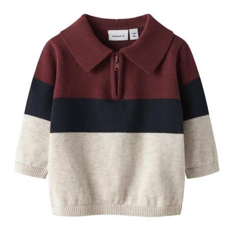 Pull Beige/Marine/Bordeaux Garçon Name it Knit
