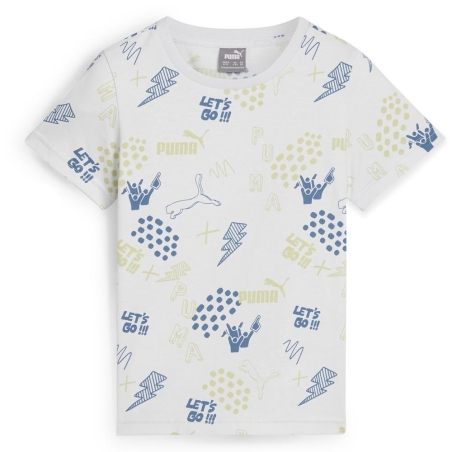 T-Shirt Blanc/Bleu Garçon Puma Aop