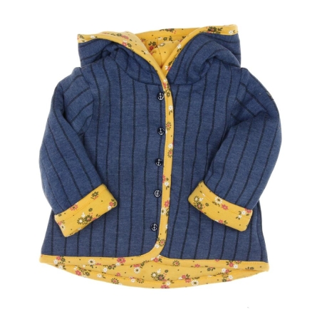 Veste réversible Bleu/Jaune à fleurs Fille EOM Ezeima