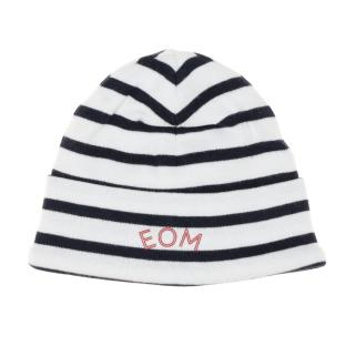 Bonnet à Rayure Blanc/Marine Garçon Bébé Elle est ou la mer Mousqua
